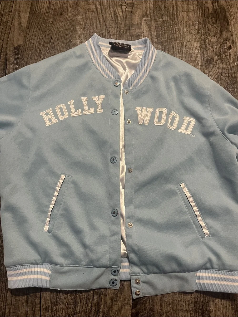 Steve & Barry's Light Blue & White Striped Varsity Jacket